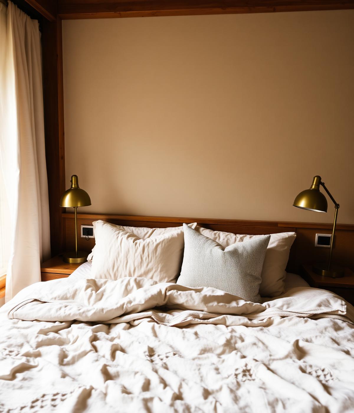 Styled short-let bedroom with linen bedding